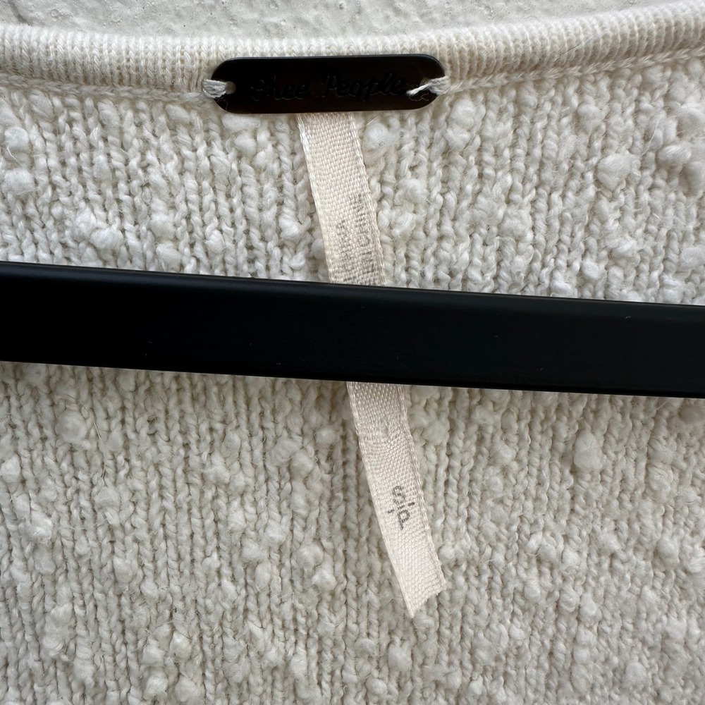 Free People Sweater Women Small Found My Friend Textured V Neck Balloon Sleeve - Picture 5 of 6